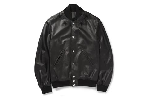 givenchy black leather trim baseball jacket|Givenchy Black Leather Embroidered Star Baseball .